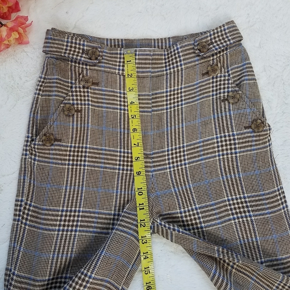 Veronica Beard Hunter Plaid Wide Leg Linen Blend Cropped Pants - Picture 8 of 14